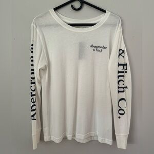 🆕 Abercrombie & Fitch Outlet Long sleeve logo tee - White - Size Medium